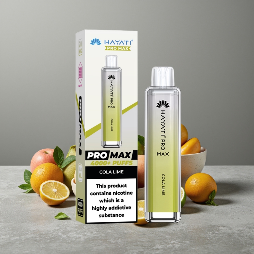 Hayati Pro Max 4000 Puffs Dual Mesh Coil 1400mAh TPD Einweg-Vape Cola Lime