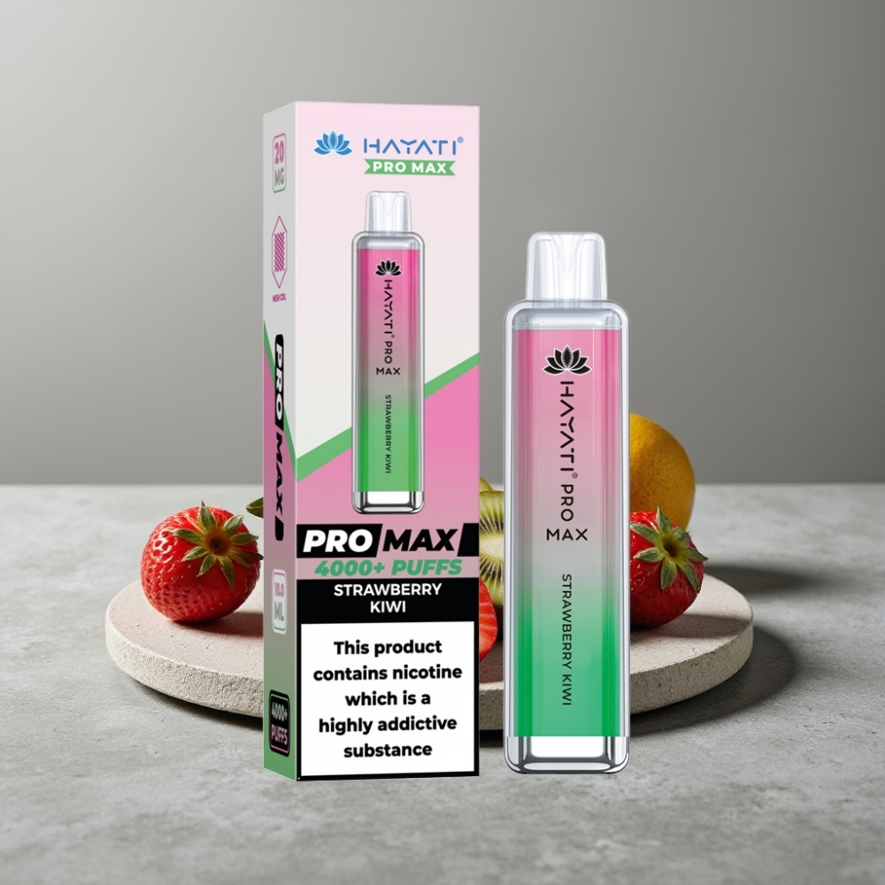 Hayati Pro Max 4000 Puffs Dual Mesh Coil 1400mAh TPD Einweg-Vape Strawberry Kiwi