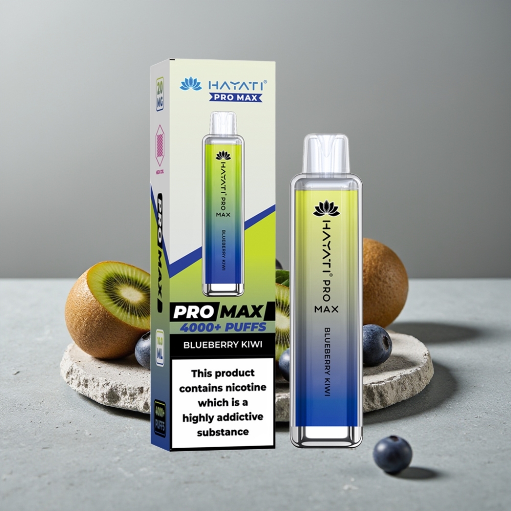Hayati Pro Max 4000 Puffs Dual Mesh Coil Rechargebar TPD 2ml/10ml Blueberry Kiwi