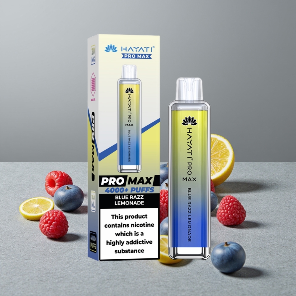 Hayati Pro Max 4000 Puffs Dual Mesh Coil Rechargebar TPD Blue Razz Lemonade