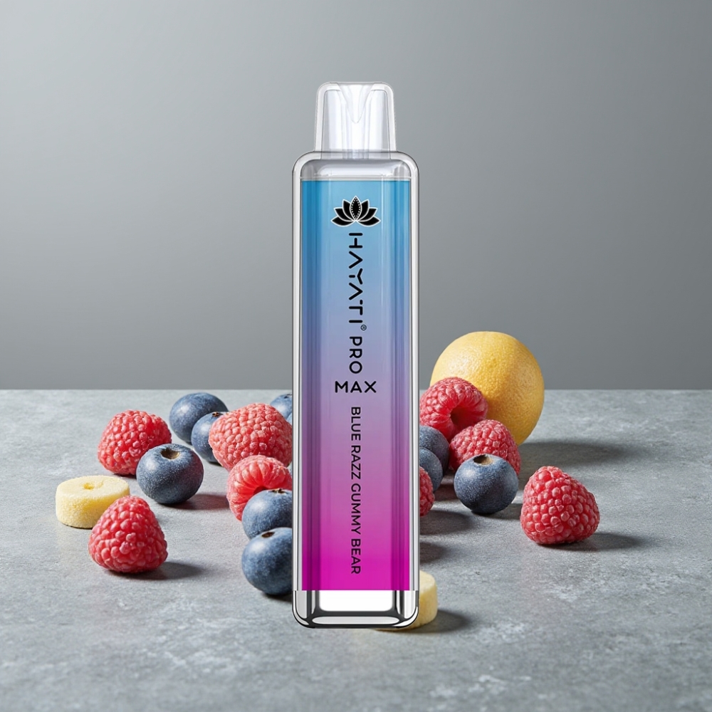 Hayati Pro Max 4000 Puffs Dual Mesh Coil Rechargebar TPD Einweg-Vape Blue Razz Gummy Bear