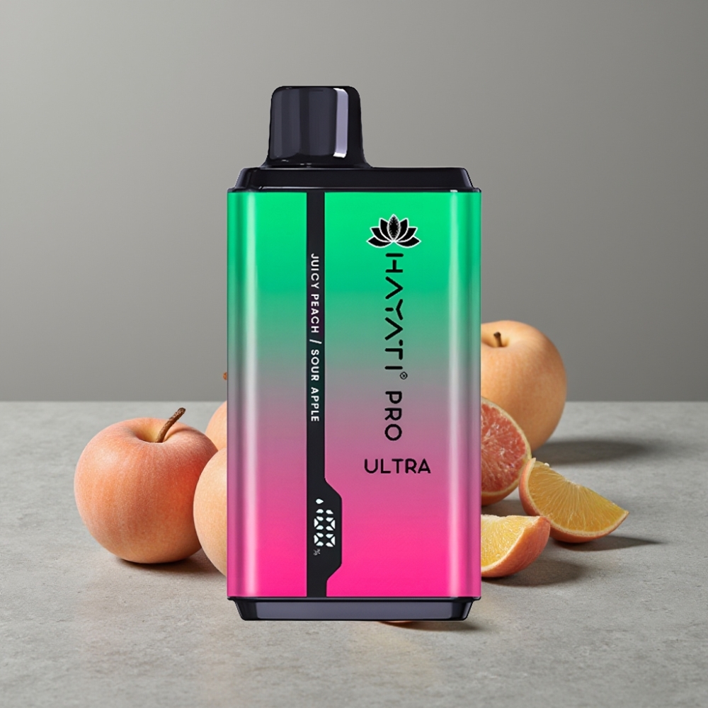 Hayati Pro Ultra 15000 Puffs 850mAh 24ml 2% Sour Apple Juicy Peach