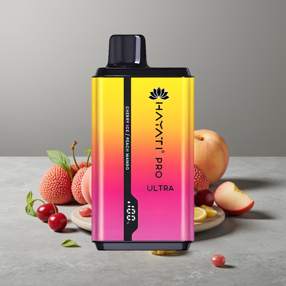 Hayati Pro Ultra 15000 Puffs 850mAh 2×12ml 2% Cherry Ice Peach Mango