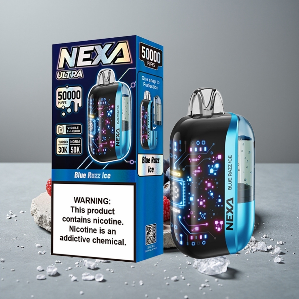 NEXA Ultra 50K 20ml 5% Typ-C 3D-Anzeige Einweg-Vape Blue Razz Ice