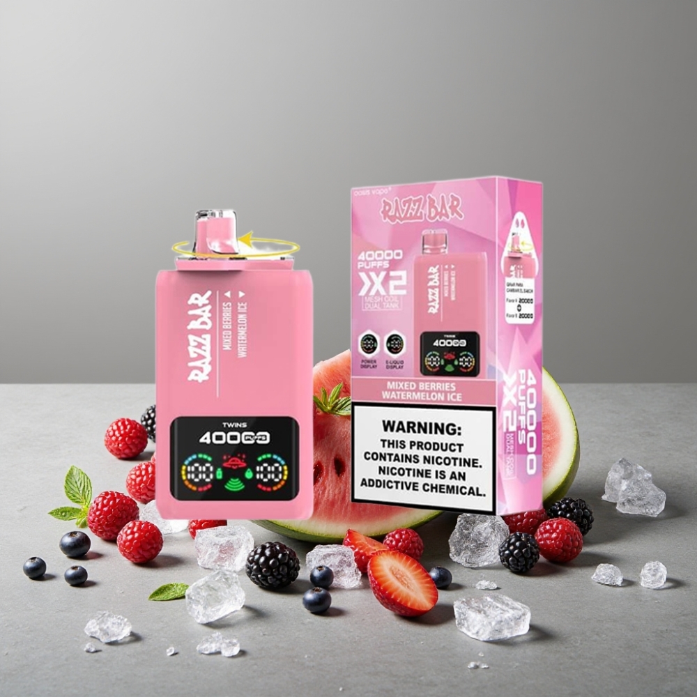 Razz Bar 40000 Puffs Einweg-Vape Typ-C Mesh Coil Mixed Berries & Watermelon Ice
