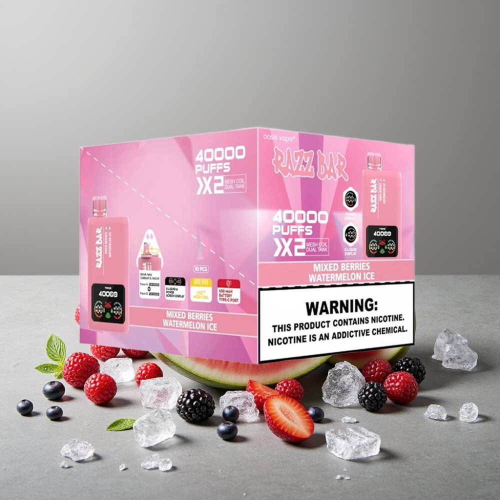 Razz Bar 40000 Puffs Einweg-Vape Typ-C Mesh Coil Mixed Berries & Watermelon Ice