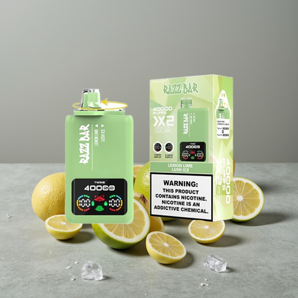 Razz Bar 40000 Puffs Power Anzeige Mesh Coil LEMON LIME & LUSH ICE