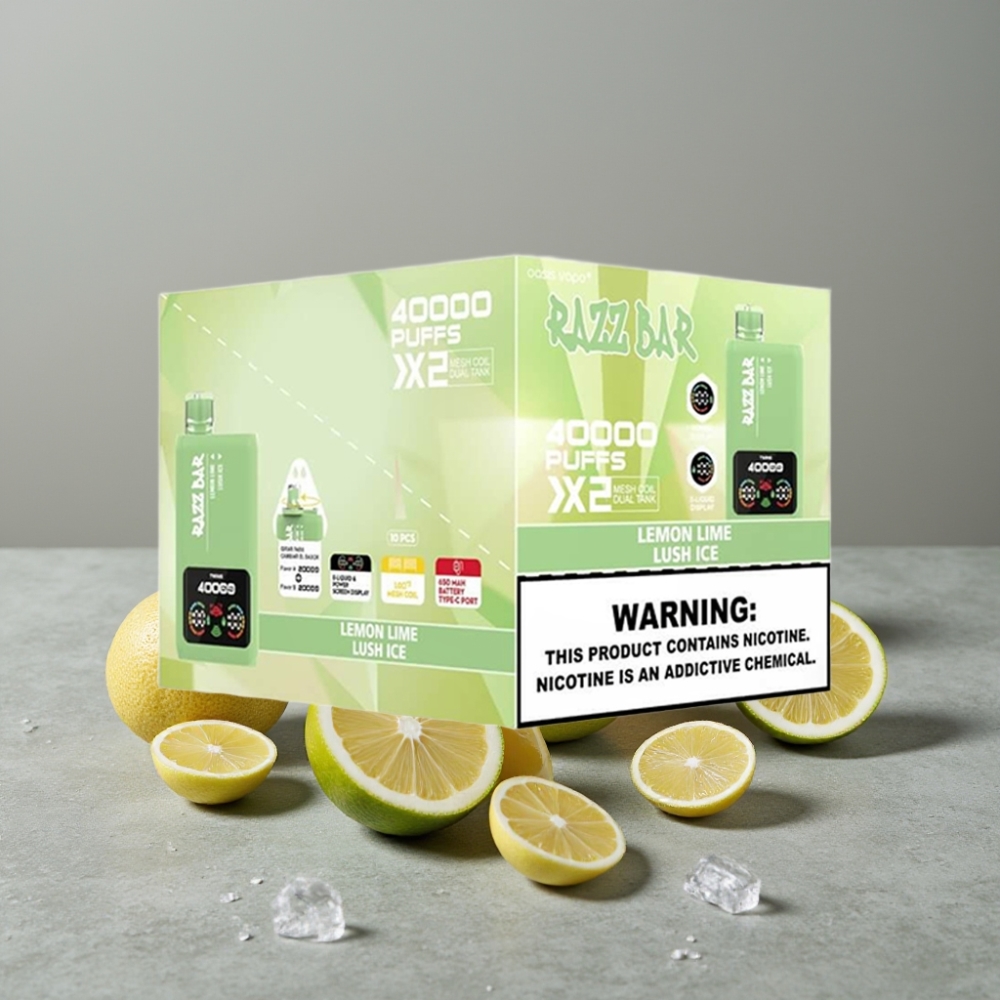 Razz Bar 40000 Puffs Power Anzeige Mesh Coil LEMON LIME & LUSH ICE