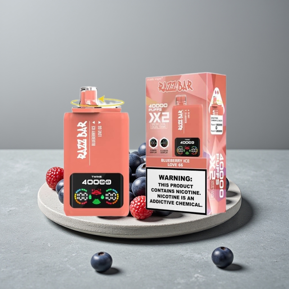 Razz Bar 40000 Puffs Power Anzeige Mesh Coil Type-C BLUEBERRY ICE & LOVE 66