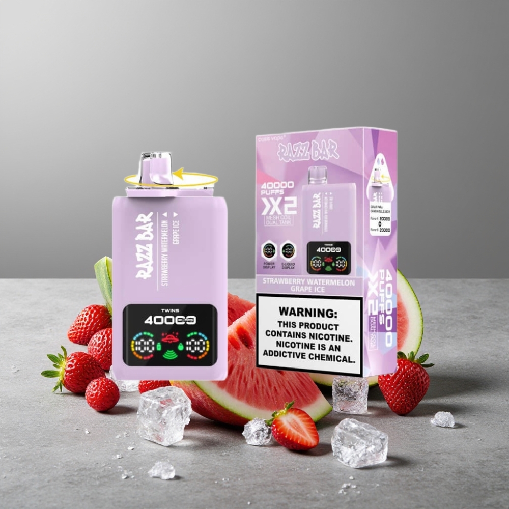 Razz Bar 40000 Puffs Power Screen Anzeige Mesh Coil Type-C STRAWBERRY WATERMELON & GRAPE ICE