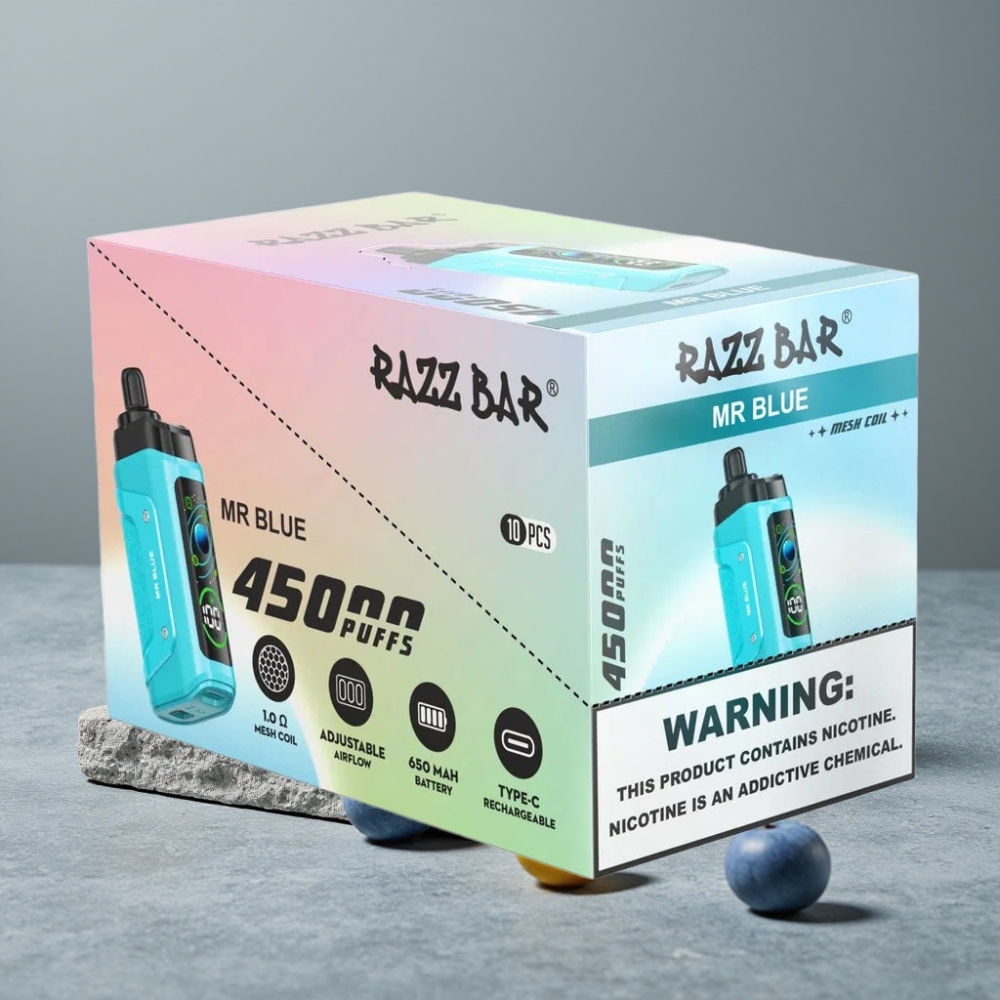 Razz Bar 45000 Puffs 1.0 Ohm Mesh Luftstrom Mr Blue