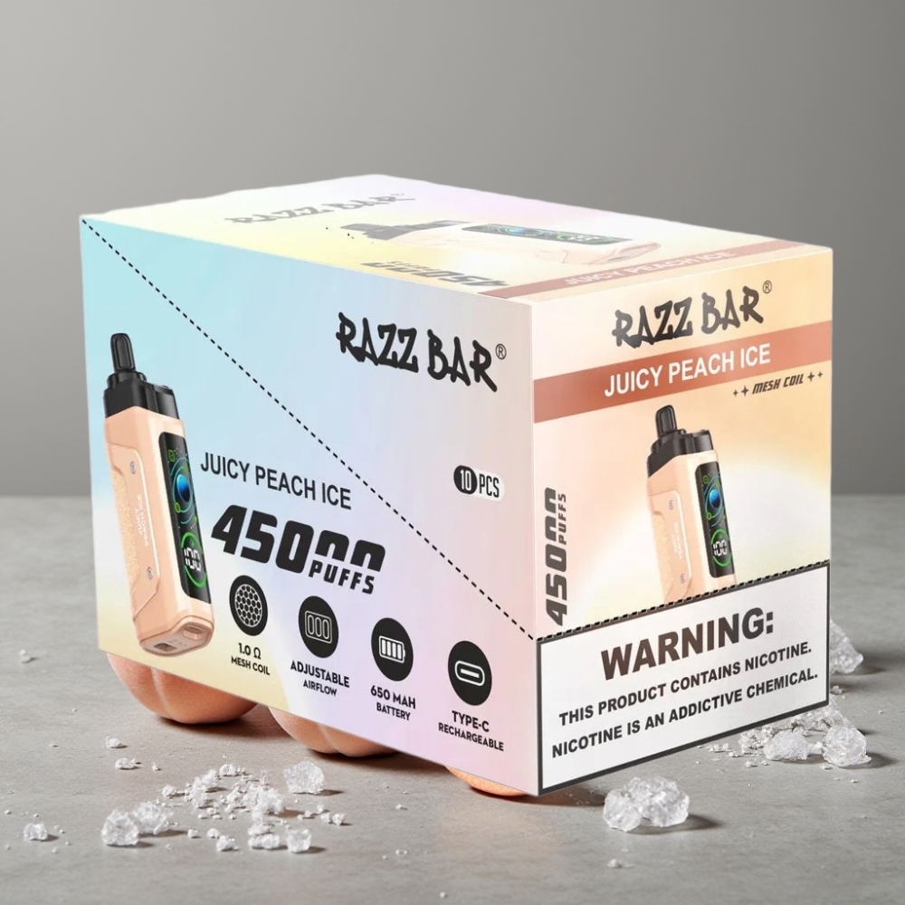 Razz Bar 45000 Puffs Mesh Coil Typ-C 20mg Juicy Peach Ice