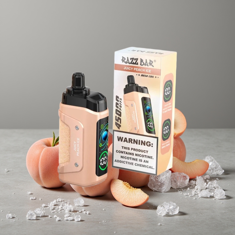 Razz Bar 45000 Puffs Mesh Coil Typ-C 20mg Juicy Peach Ice