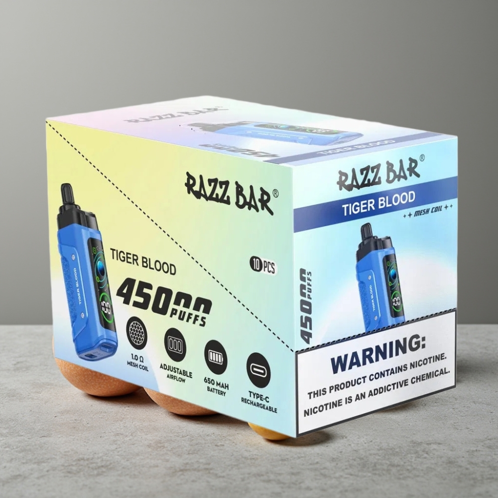 Razz Bar 45000 Puffs Mesh Coil Typ-C Ladebar Tiger Blood