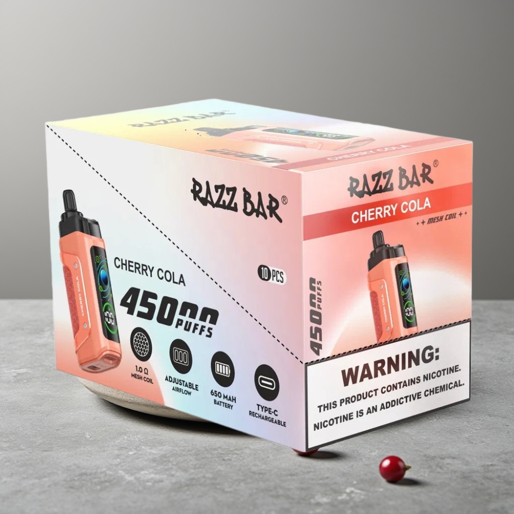 Razz Bar 45000 Puffs Typ-C Aufladbar 20 mg/ml Kirsch-Cola