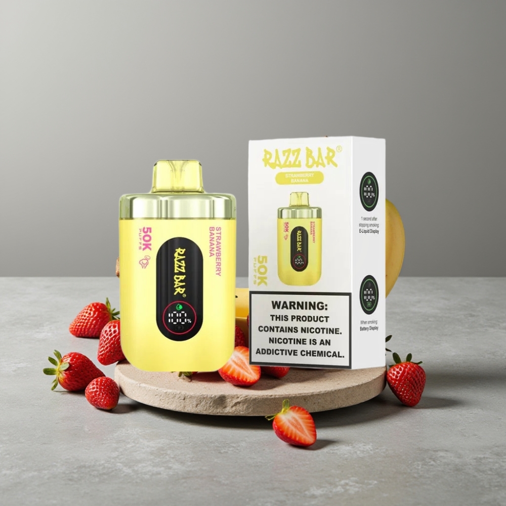 Razz Bar 50K Puffs 1.0 Ohm Mesh 650mAh Typ-C 2% Nic Erdbeer Banane