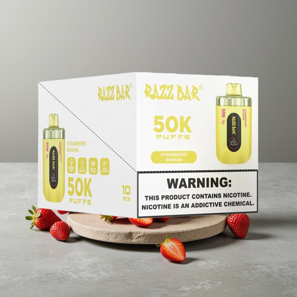 Razz Bar 50K Puffs 1.0 Ohm Mesh 650mAh Typ-C 2% Nic Erdbeer Banane