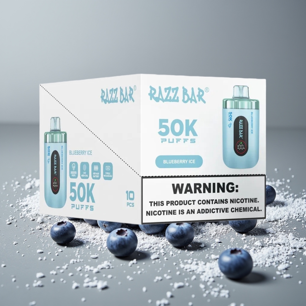 Razz Bar 50K Puffs 1.0 Ohm Mesh 650mAh Typ-C Blauereis
