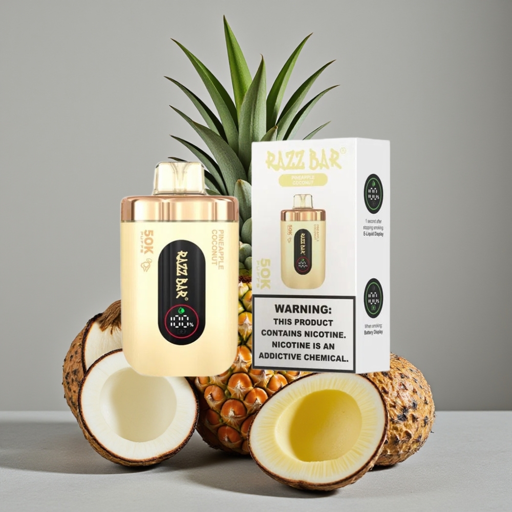Razz Bar 50K Puffs Disposable 1.0 Ohm Mesh Typ-C Pineapple Kokos