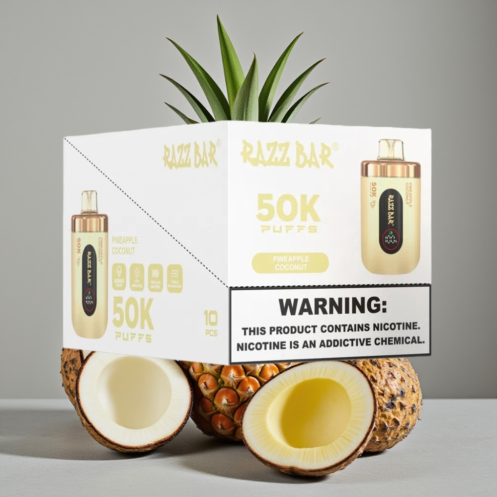 Razz Bar 50K Puffs Disposable 1.0 Ohm Mesh Typ-C Pineapple Kokos
