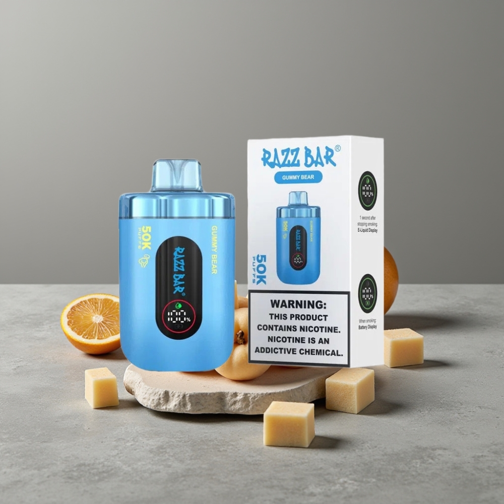 Razz Bar 50K Puffs Einweg-Vape Typ-C Aufladbar Gummy Bear 2% Nikotin