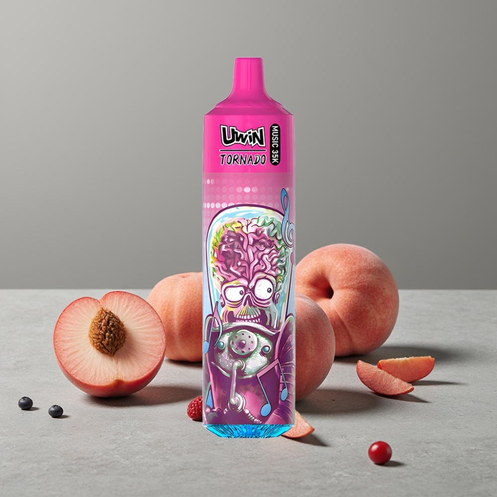 Uwin Tornado 35K Musik Einweg-Vape Peach Berry mit Mesh Coil & Typ-C