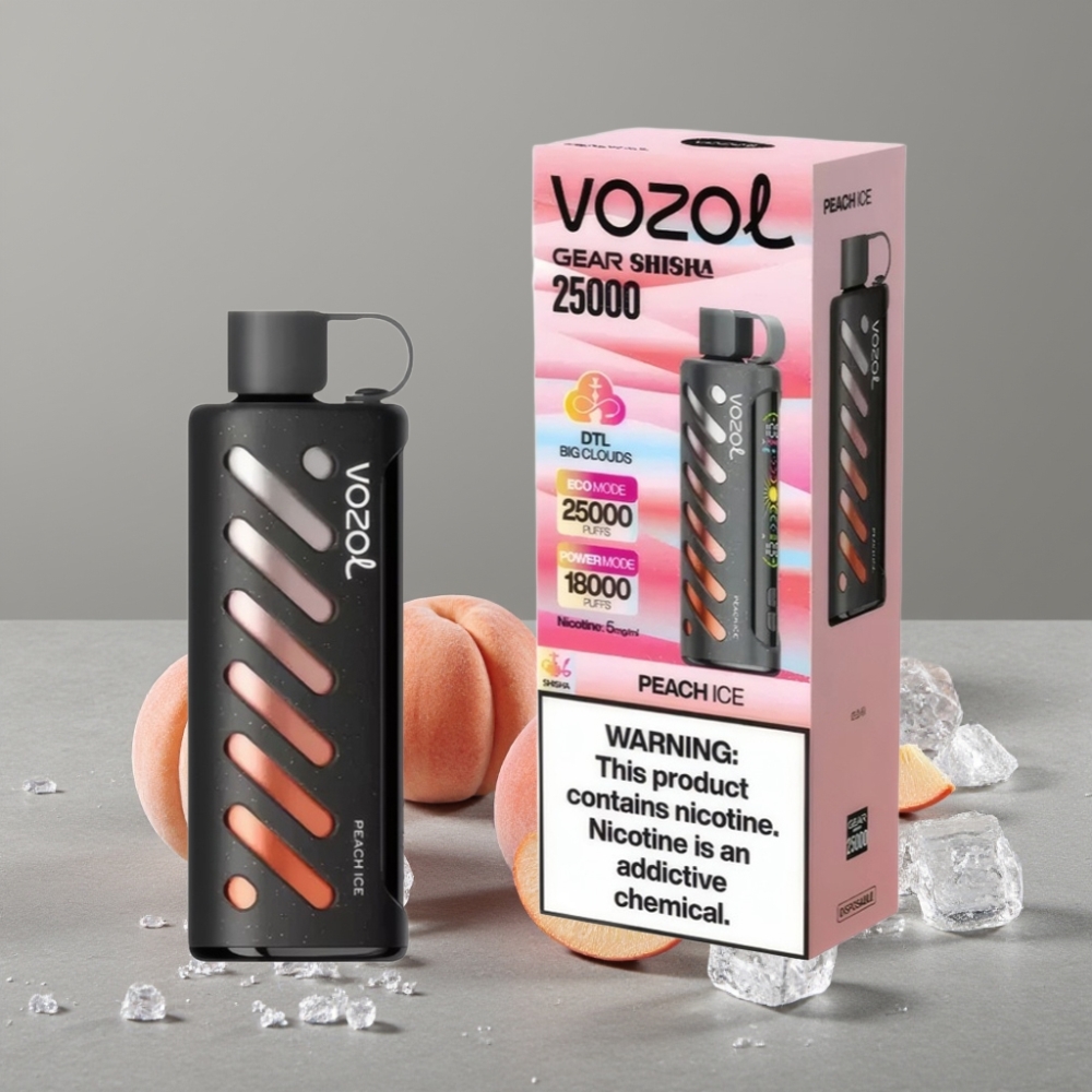 VOZOL Gear Shisha 25000 Puffs Dual Mesh 5mg/ml Peach Ice