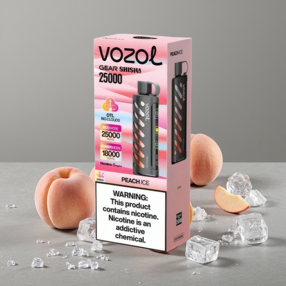 VOZOL Gear Shisha 25000 Puffs Dual Mesh 5mg/ml Peach Ice