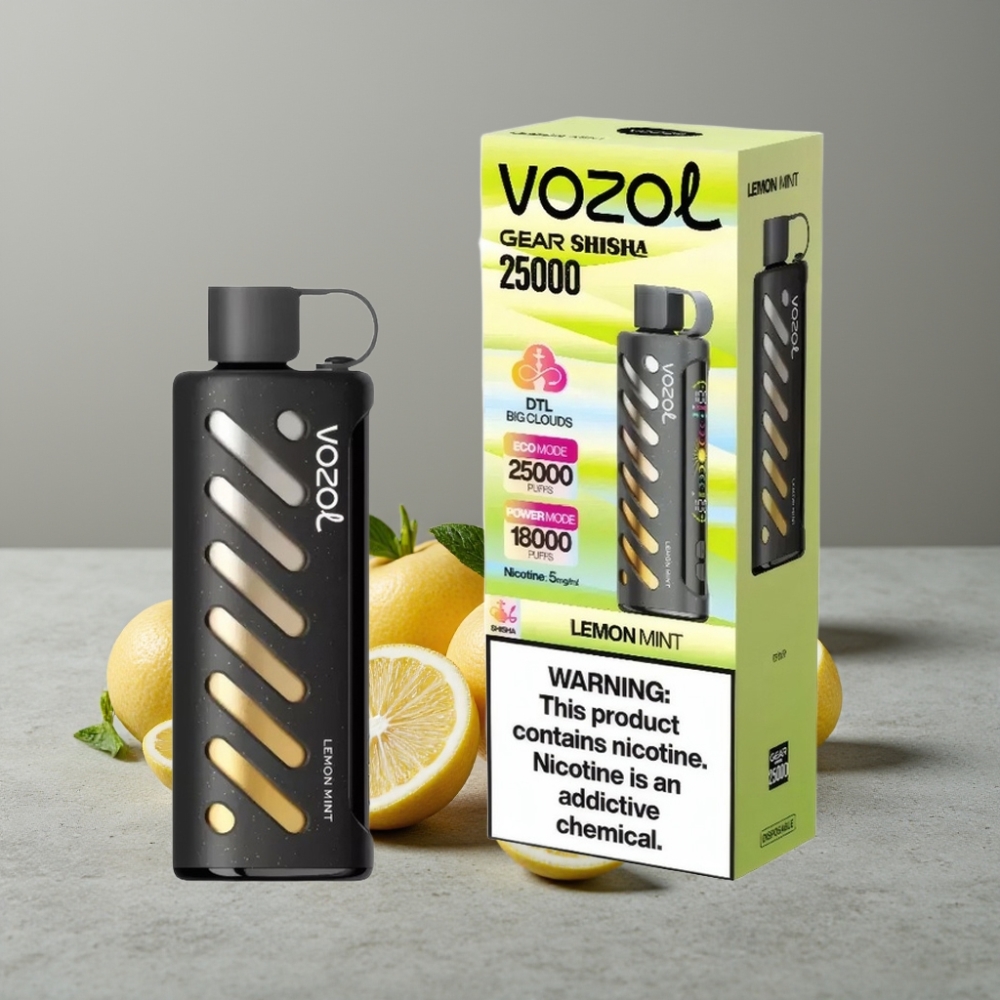 VOZOL Gear Shisha 25000 Puffs Dual Mesh Lemon Mint 5mg/ml S.i.L.C Tech