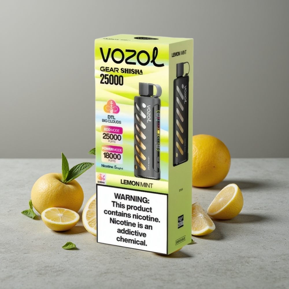 VOZOL Gear Shisha 25000 Puffs Dual Mesh Lemon Mint 5mg/ml S.i.L.C Tech
