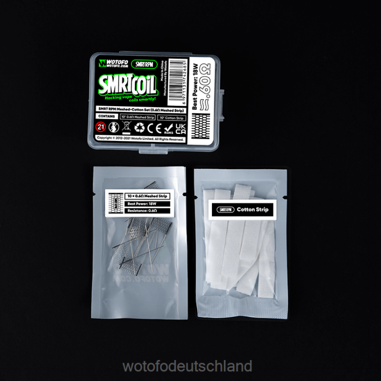 Wotofo Flavors - Wotofo SMRT rpm Mesh-Baumwoll-Set 2P6PL349 0,4 Ohm Mesh + Baumwolle