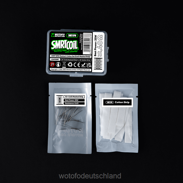 Wotofo Flavors - Wotofo SMRT rpm Mesh-Baumwoll-Set 2P6PL349 0,4 Ohm Mesh + Baumwolle