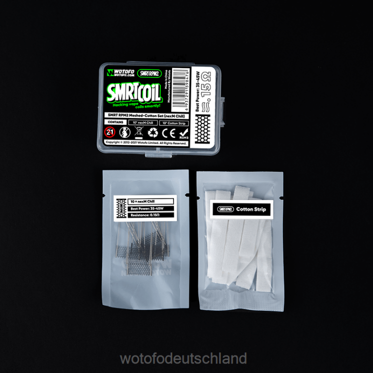 Wotofo Vape Tool Kit - Wotofo SMRT rpm2 Mesh-Baumwoll-Set 2P6PL366 Nexmesh-Turbo